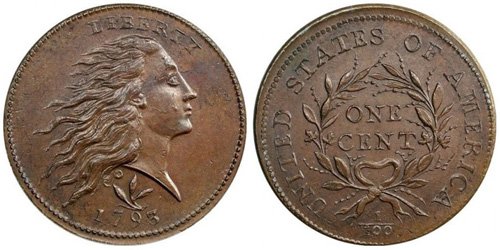 1793 Wreath Reverse Flowing Hair Large Cent
